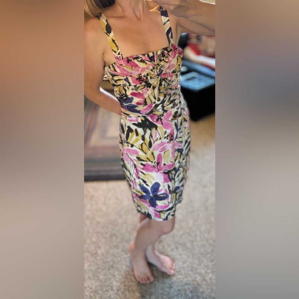 Strapless convertible Floral Print Silk Banana Republic Dress